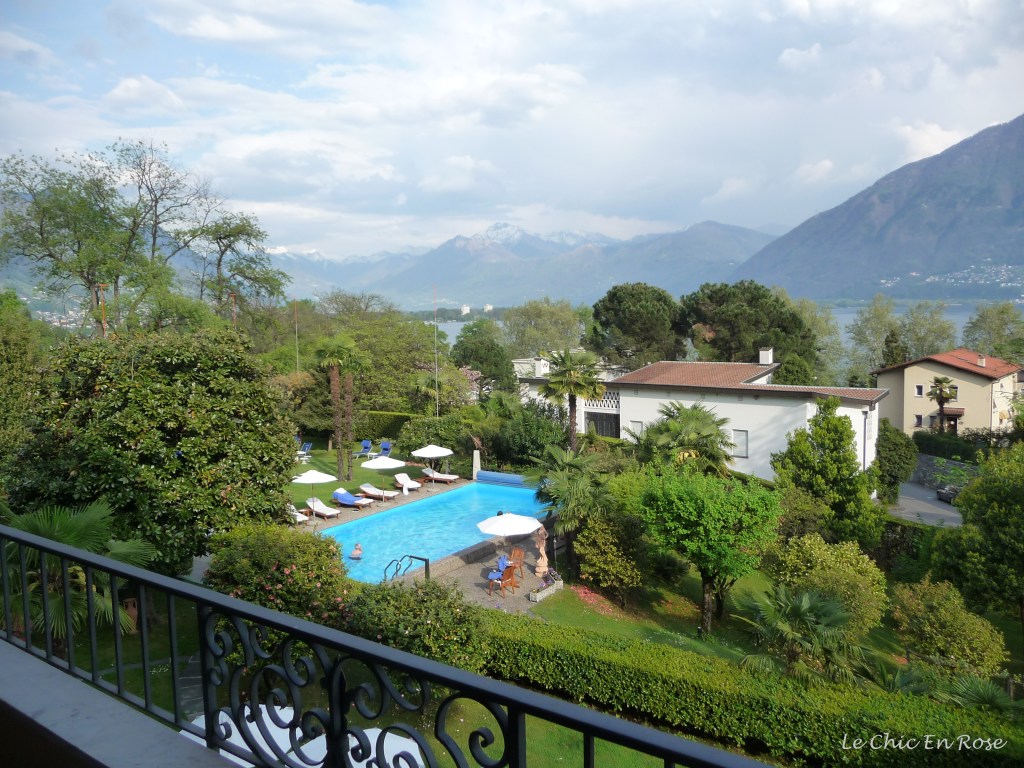 View from hotel balcony Albergo Remorino Locarno Switzerland